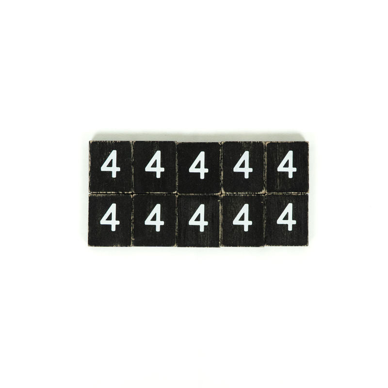 1.5" X 1.75" X .25" Wood Letter Tile Set of 10 (4) Black/White