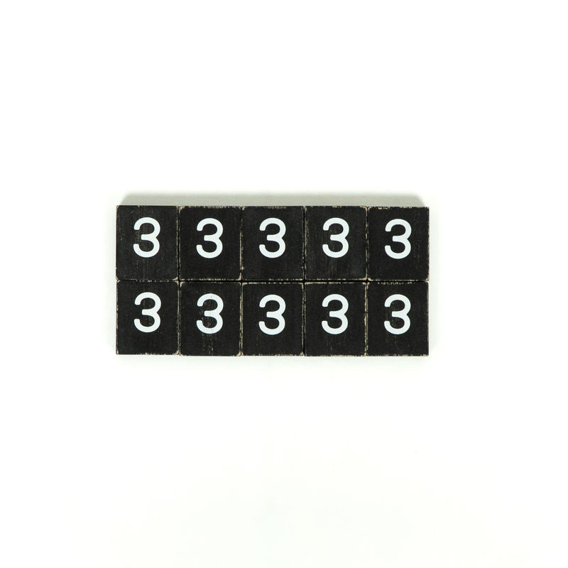 1.5" X 1.75" X .25" Wood Letter Tile Set of 10 (3) Black/White