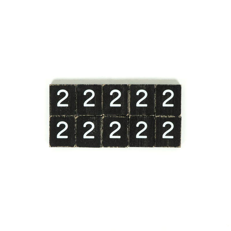 1.5" X 1.75" X .25" Wood Letter Tile Set of 10 (2) Black/White
