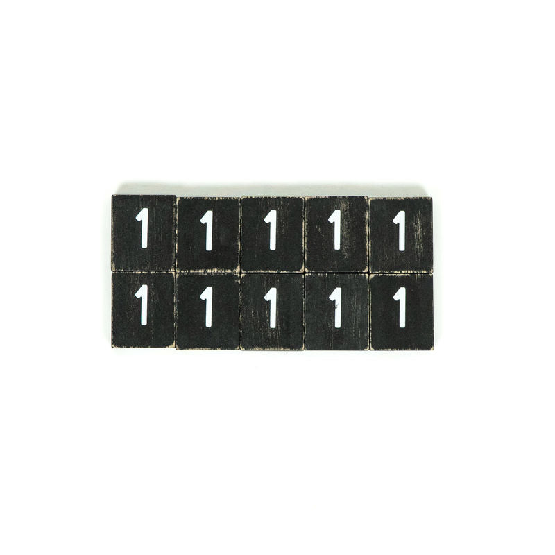 1.5" X 1.75" X .25" Wood Letter Tile Set of 10 (1) Black/White