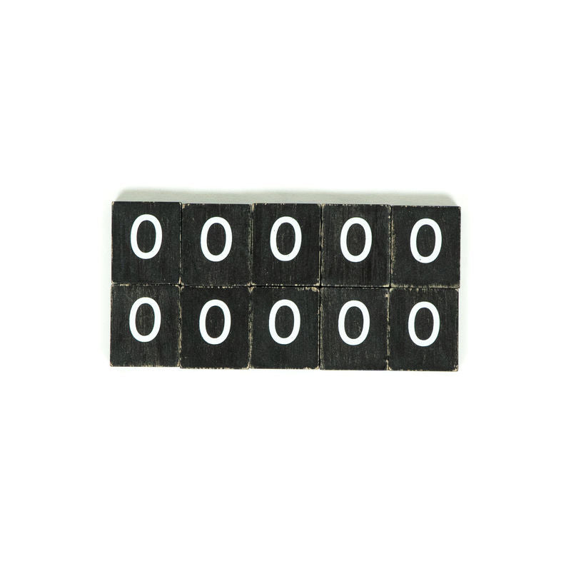 1.5" X 1.75" X .25" Wood Letter Tile Set of 10 (0) Black/White