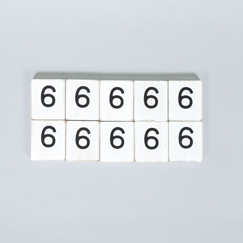 1.5" X 1.75" X .25" Wood Letter Tile Set of 10 (6) White/Black