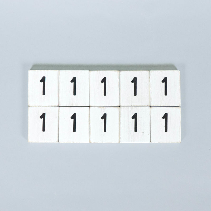 1.5" X 1.75" X .25" Wood Letter Tile Set of 10 (1) White/Black