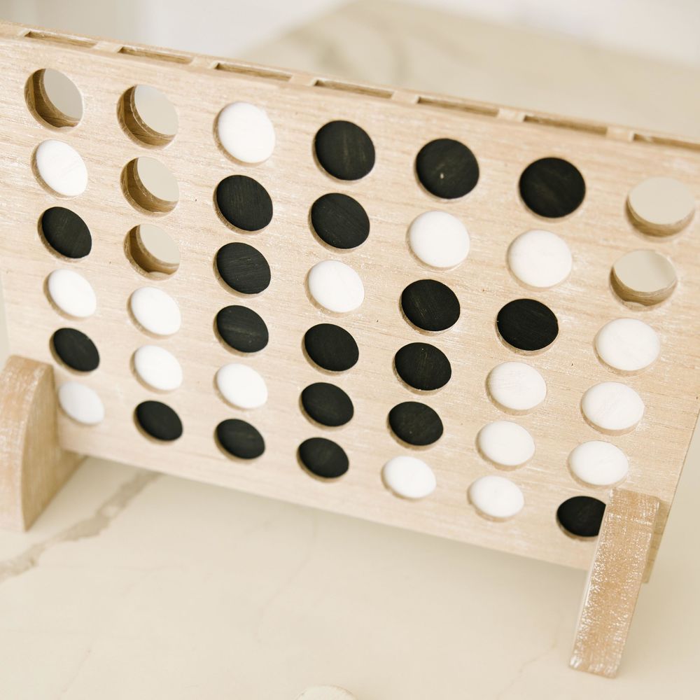 15" Wood Four In A Row Game Board - Natural and White (Includes 42 Game Pieces)