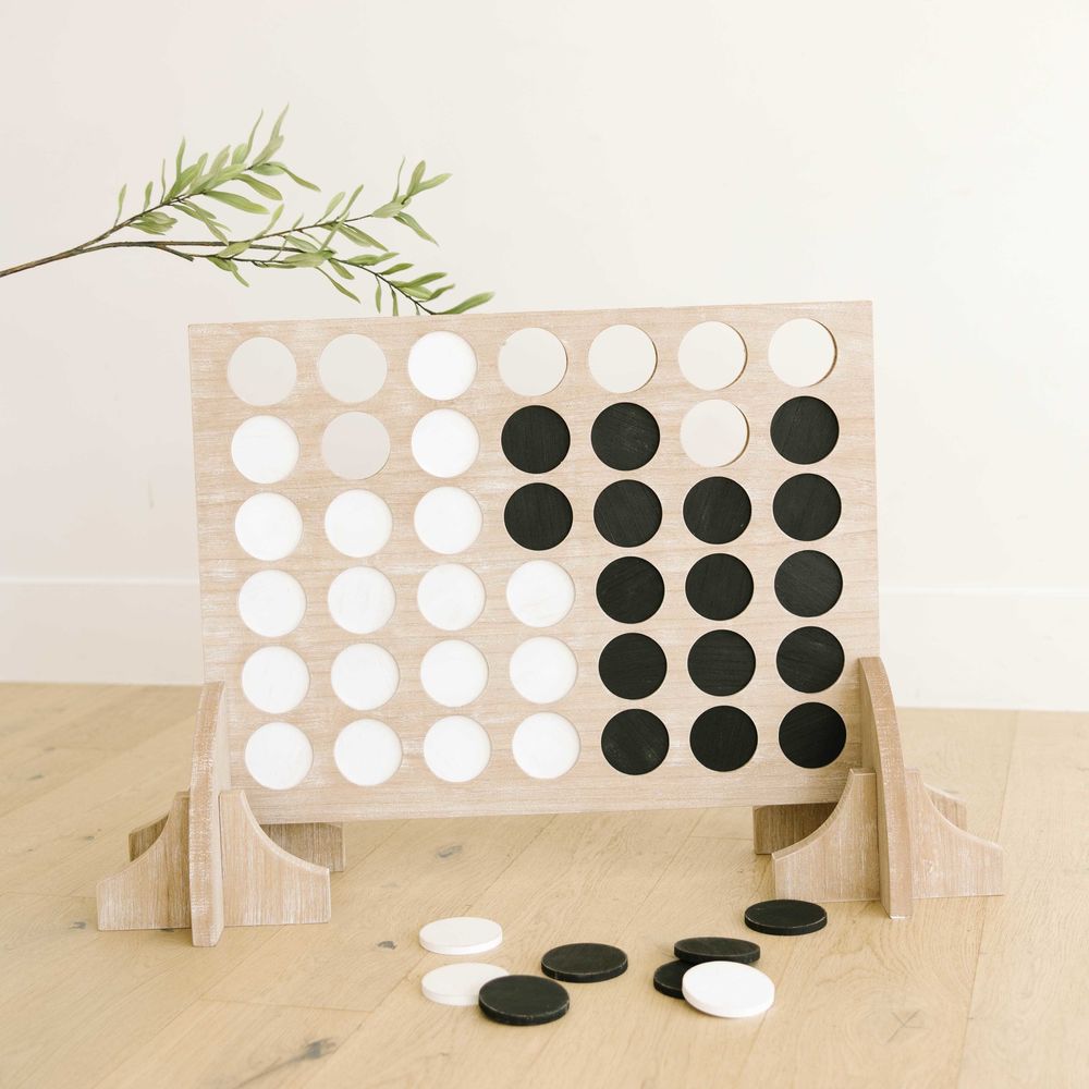 40" Oversized Wood Four in a Row Game - Multicolor | Includes 42 Pieces