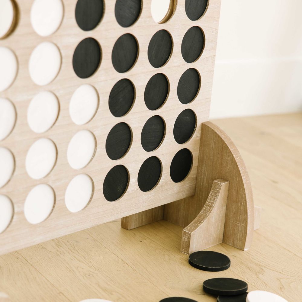 40" Oversized Wood Four in a Row Game - Multicolor | Includes 42 Pieces