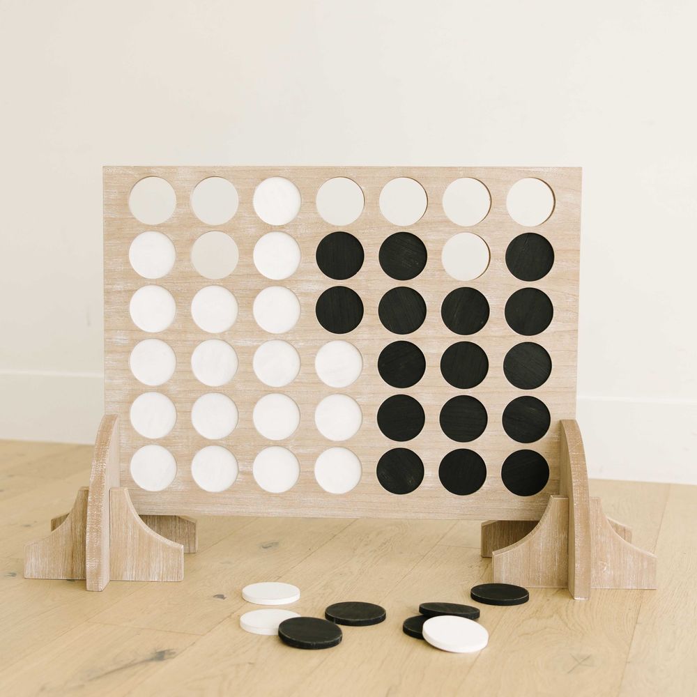 40" Oversized Wood Four in a Row Game - Multicolor | Includes 42 Pieces