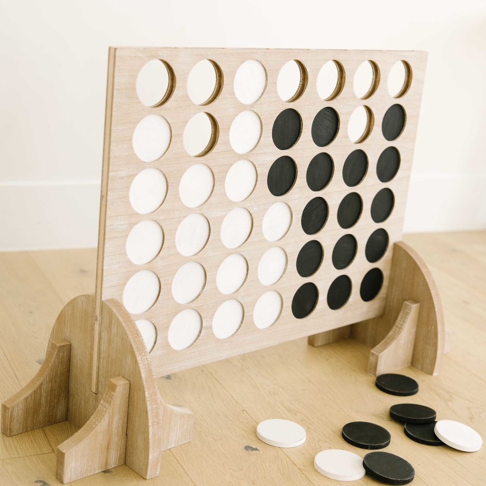 40" Oversized Wood Four in a Row Game - Multicolor | Includes 42 Pieces