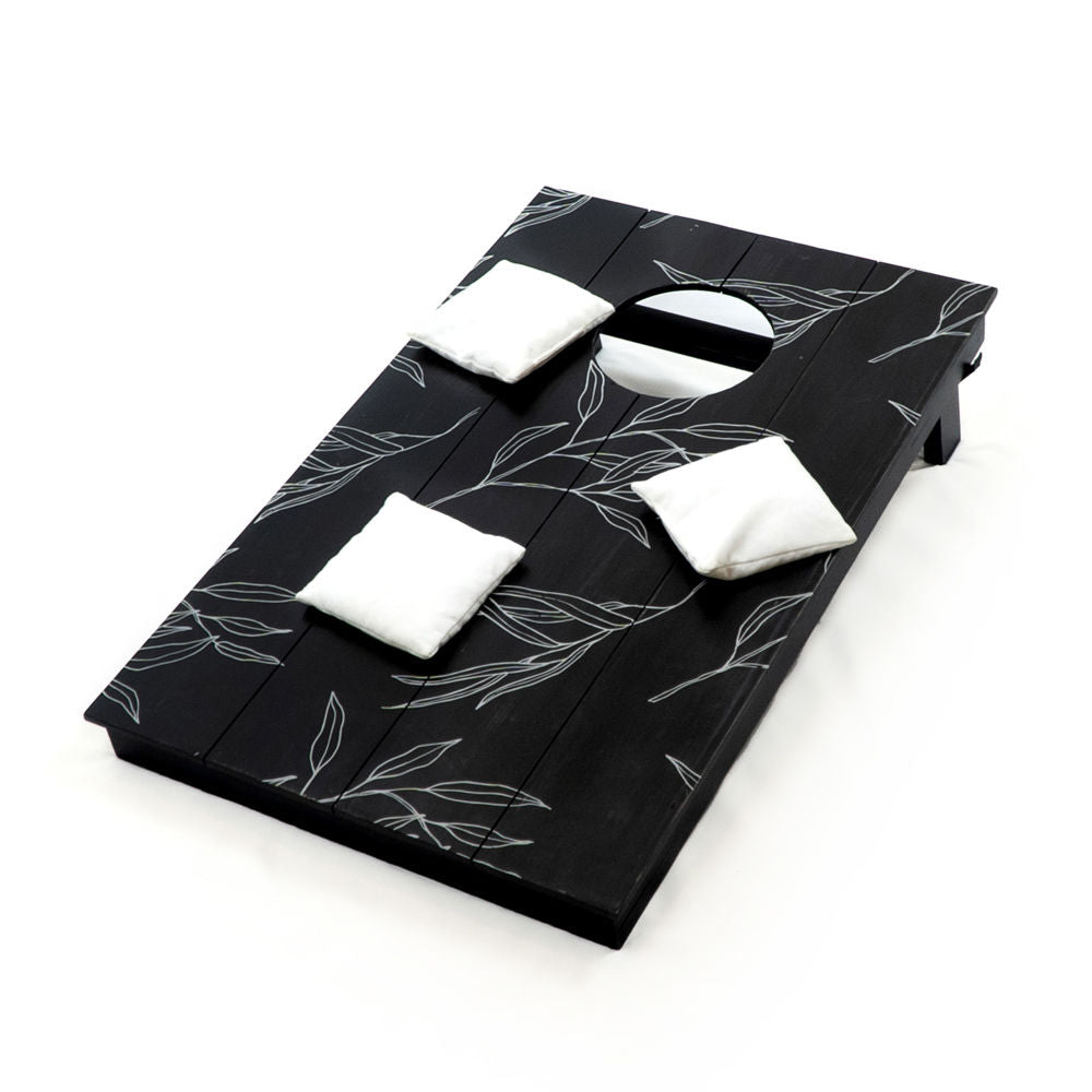 31" Wood Cornhole Game Board Set - Black and White