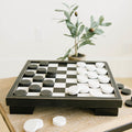 13" Wood Checkers Game Set | Black and White