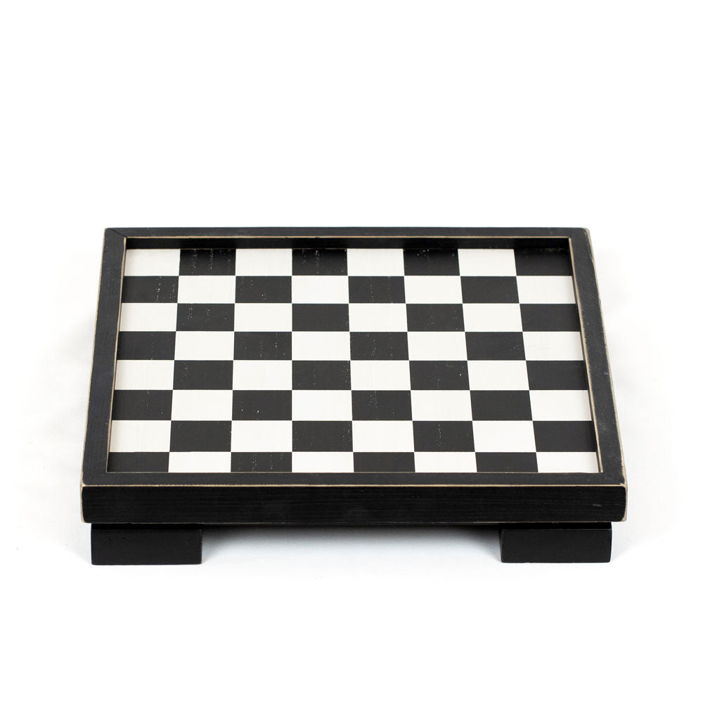 13" Wood Checkers Game Set | Black and White