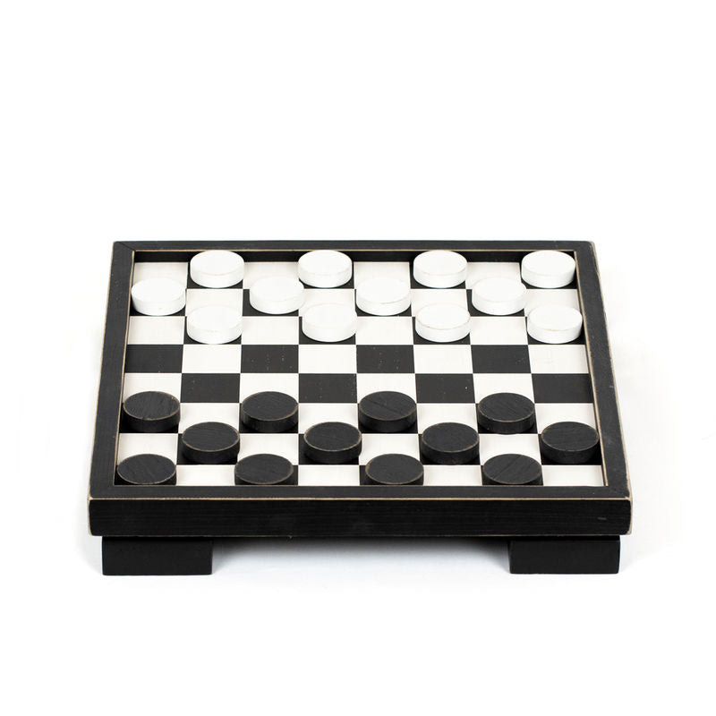 12.5" X 12.5" X 2.25" Wood Chess Box, Black/White