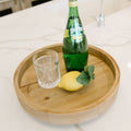 16.5" X 16.5" X 3" Wood Spin Tray, Natural/Black