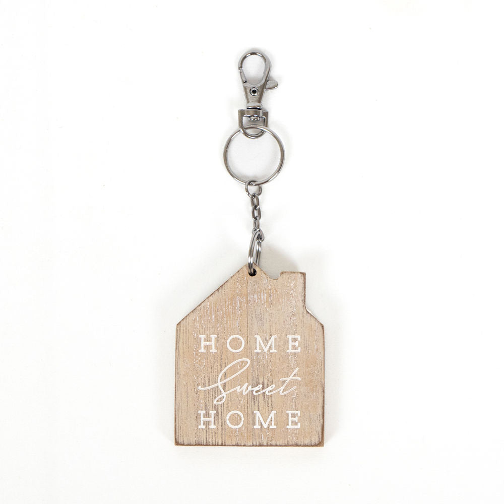 3” Reversible Wood Keychain - Home Sweet Home | Natural and White