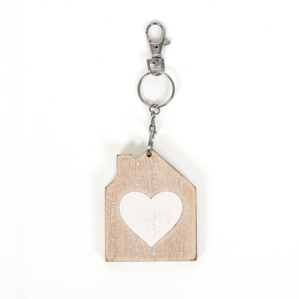3” Reversible Wood Keychain - Home Sweet Home | Natural and White