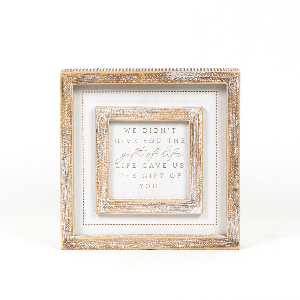 8" Reversible Wood Frame Sign - Adoption/Gift | White | Family Collection