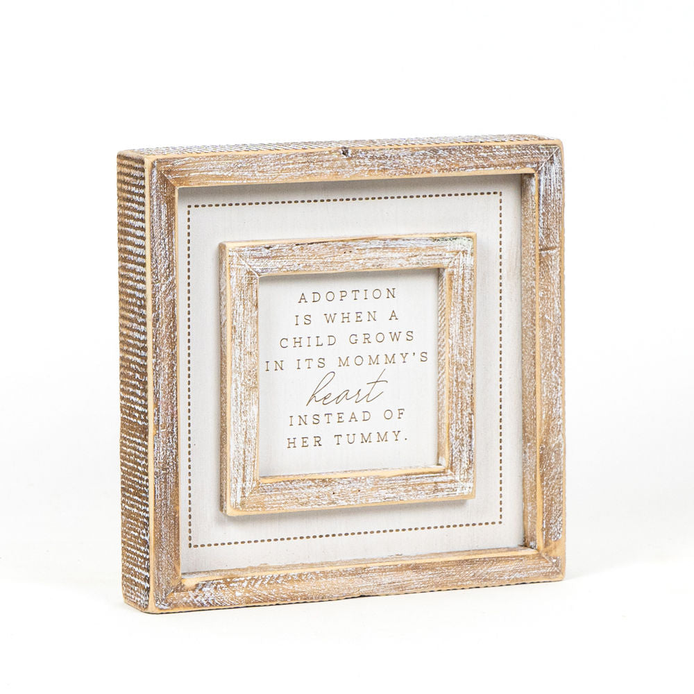 8" Reversible Wood Frame Sign - Adoption/Gift | White | Family Collection