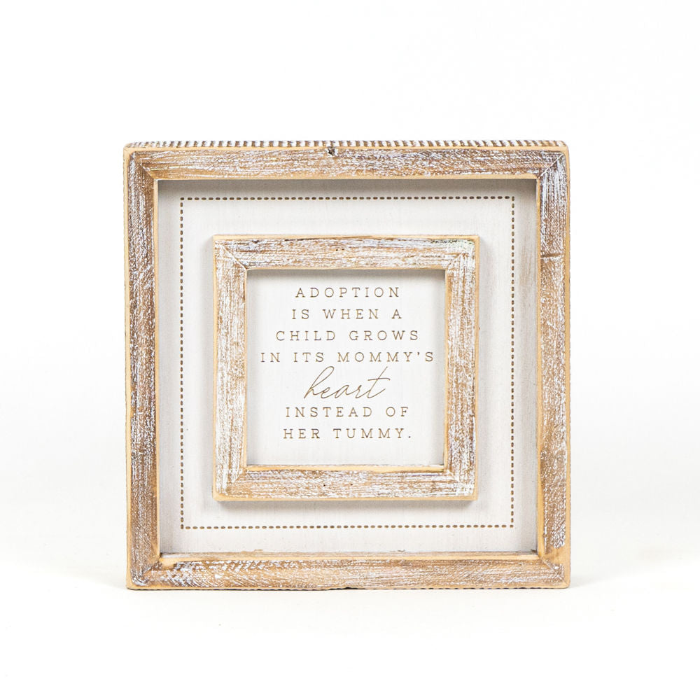 8" Reversible Wood Frame Sign - Adoption/Gift | White | Family Collection