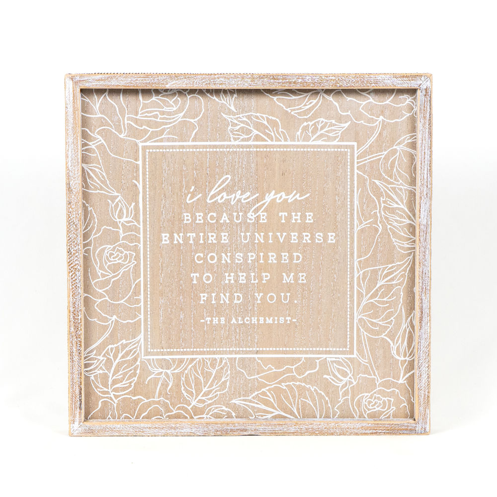 14" Reversible Wood Frame Sign - Universe/Rose | Natural and White