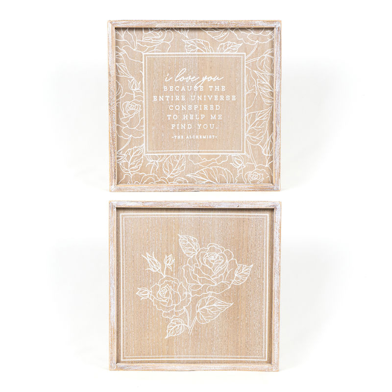 14" X 14" X 1.5" Reversible Wood  Framed Sign (Find You)  Natural/White
