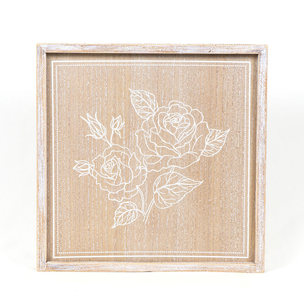 14" Reversible Wood Frame Sign - Universe/Rose | Natural and White