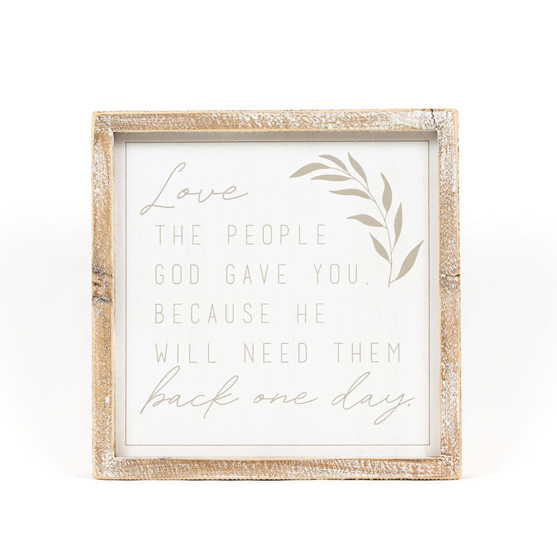 10.25" X 10.25" X 1.5" Wood Framed Sign (Gave) White/Gray