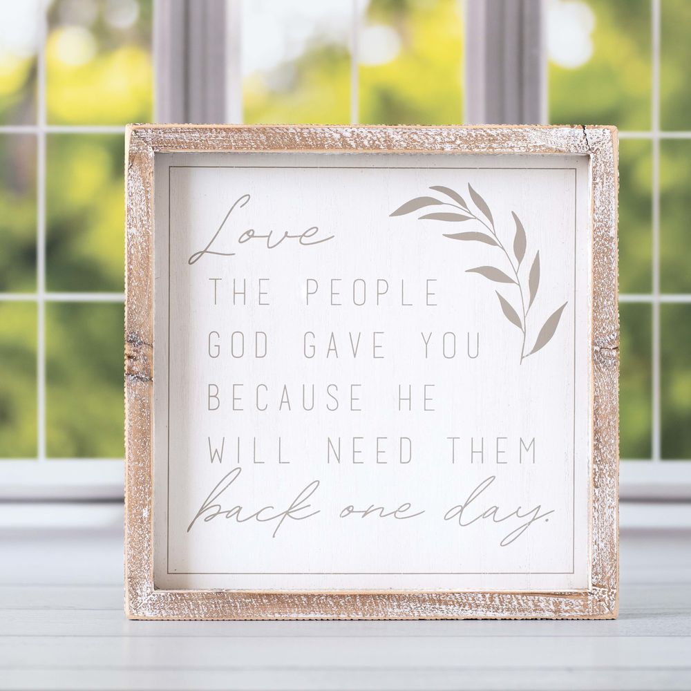 10" Wood Frame Sign - Gave | White and Grey