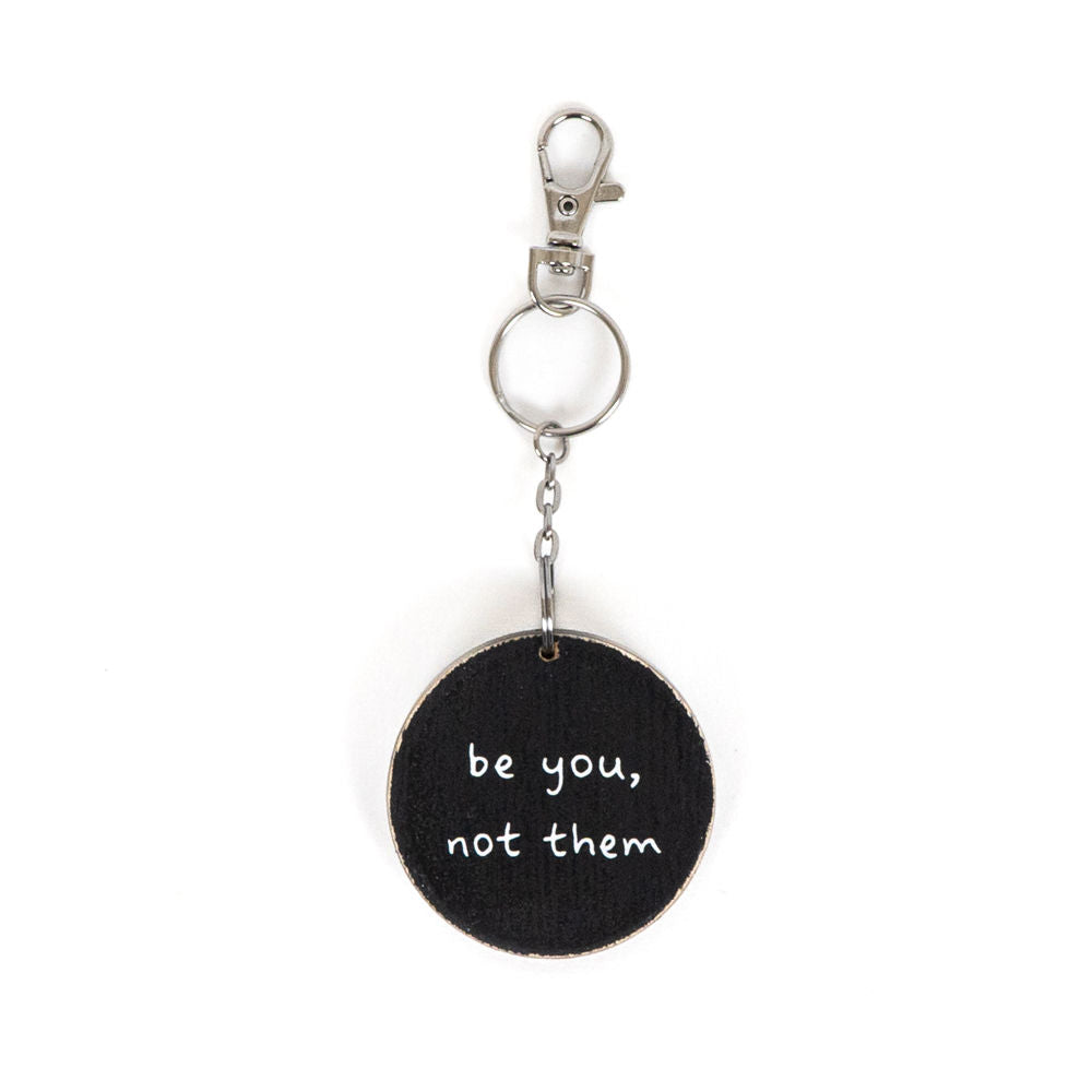 2" Reversible Wood Keychain - Be You/Flower