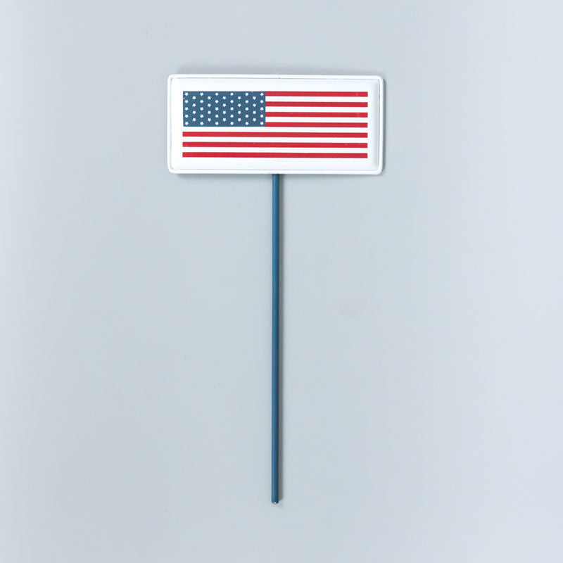 6" X 12.25" X .25" Metal Enamel Pick (Flag) White/Red/Black