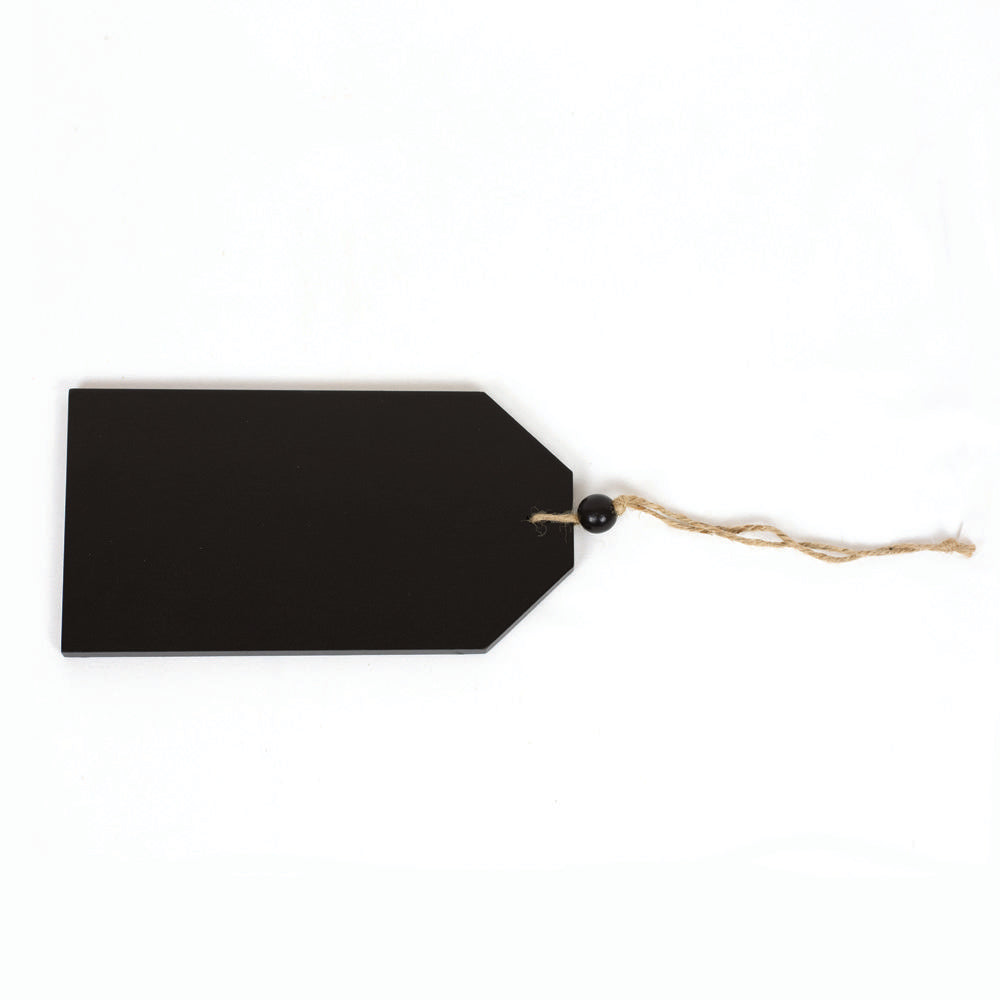 5" X 10" X .25" Wood Hang Chalkboard Tag With Bead, Black