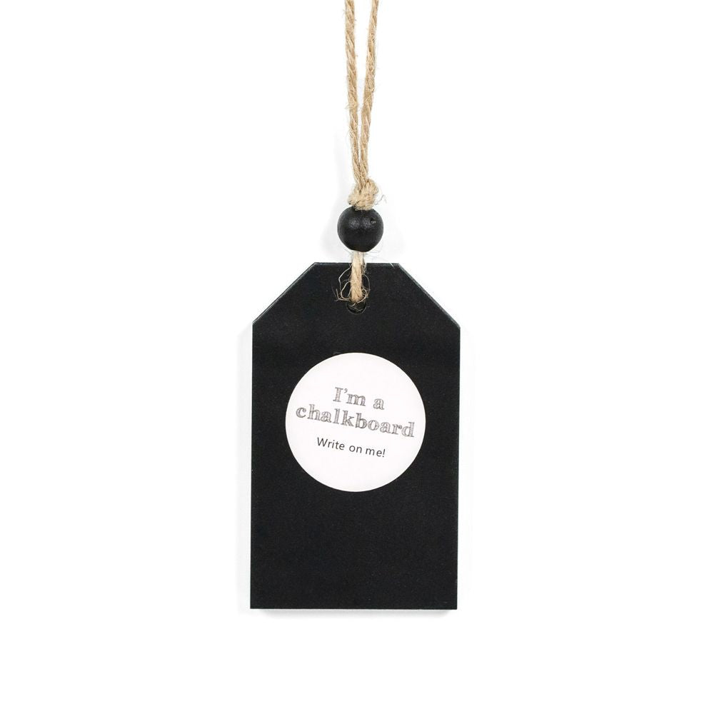 3" Wood Hanging Chalkboard Tile with Beads - Black
