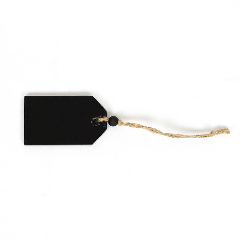 1.75" X 3.25" X .25" Wood Hang Chalkboard Tag With Bead, Black