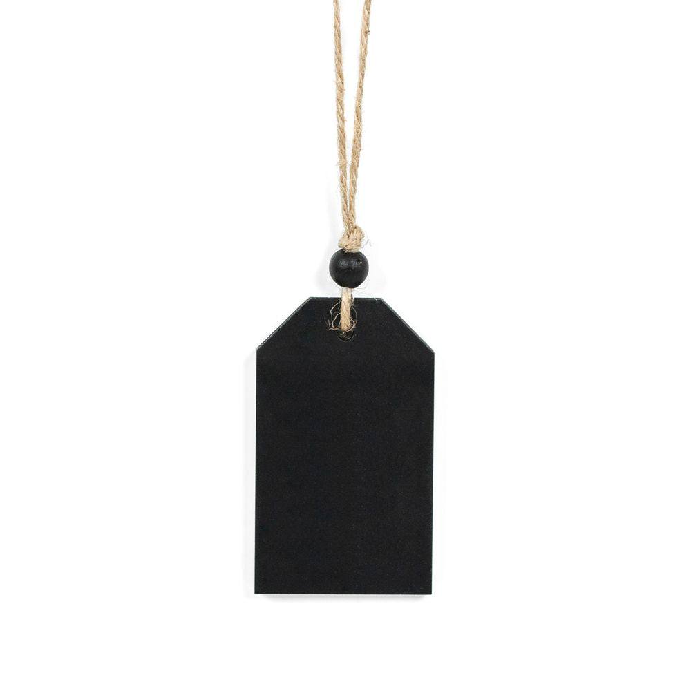 3" Wood Hanging Chalkboard Tile with Beads - Black
