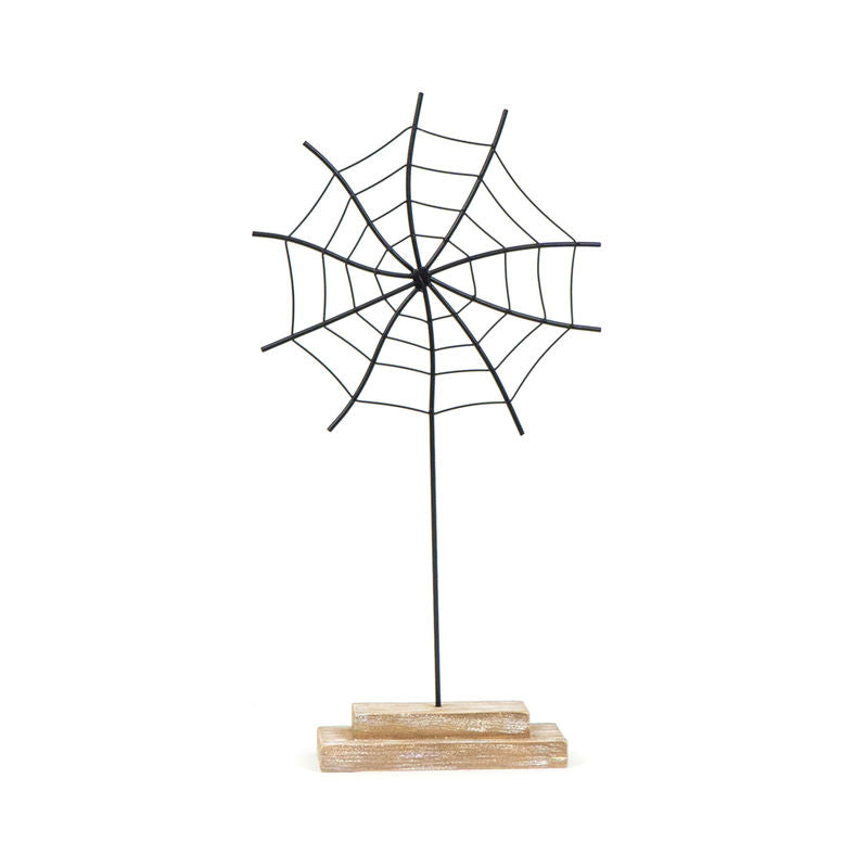 7.75" X 15" X 2.75" Metal Cutout On Stand (Spider Web) black