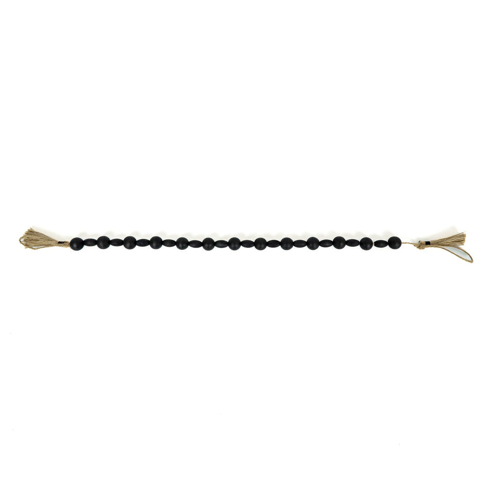25" Wood Bead Garland with Tassels - Black and Brown