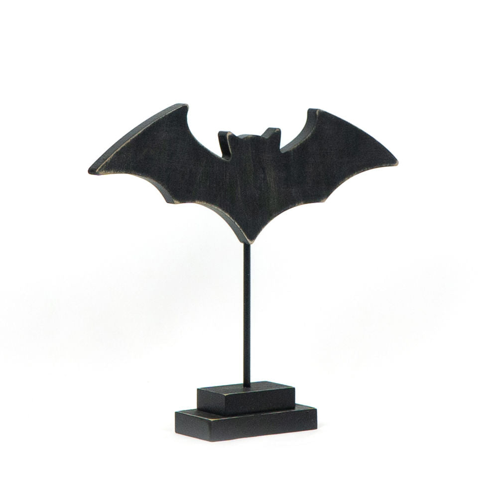 10" Wood Cutout on Stand - Bat | Black