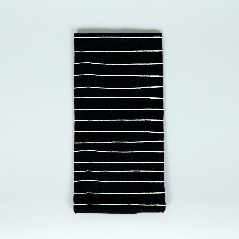 15" x 24" Tea Towel Set - Spell and Stripes | Black and White (Set of 2)