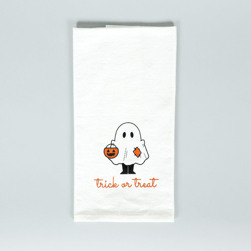 15" x 24" Tea Towel Set - Trick or Treat and Plaid (Set of 2)