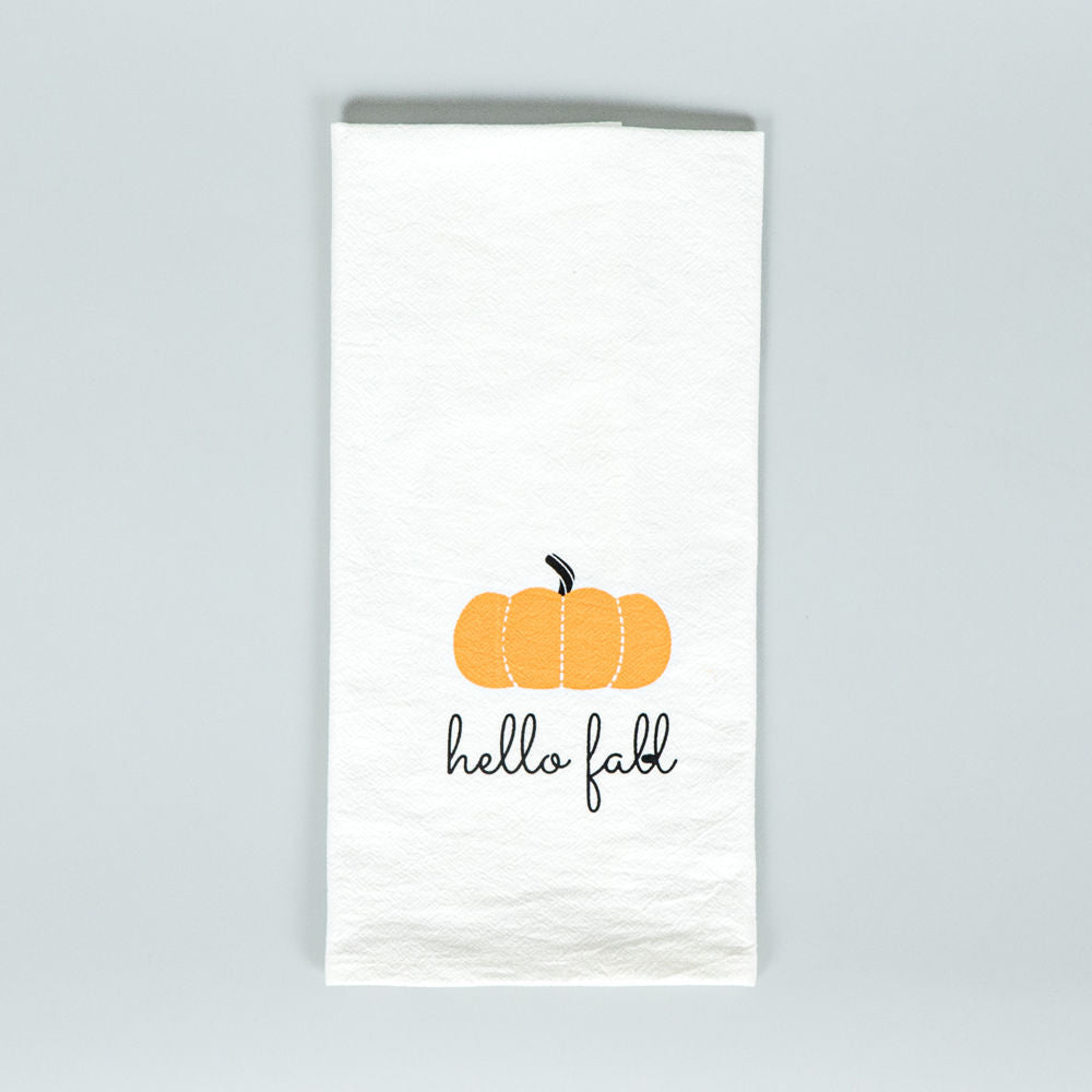 15" x 24" Tea Towel Set - Hello Fall and Pumpkins (Set of 2)