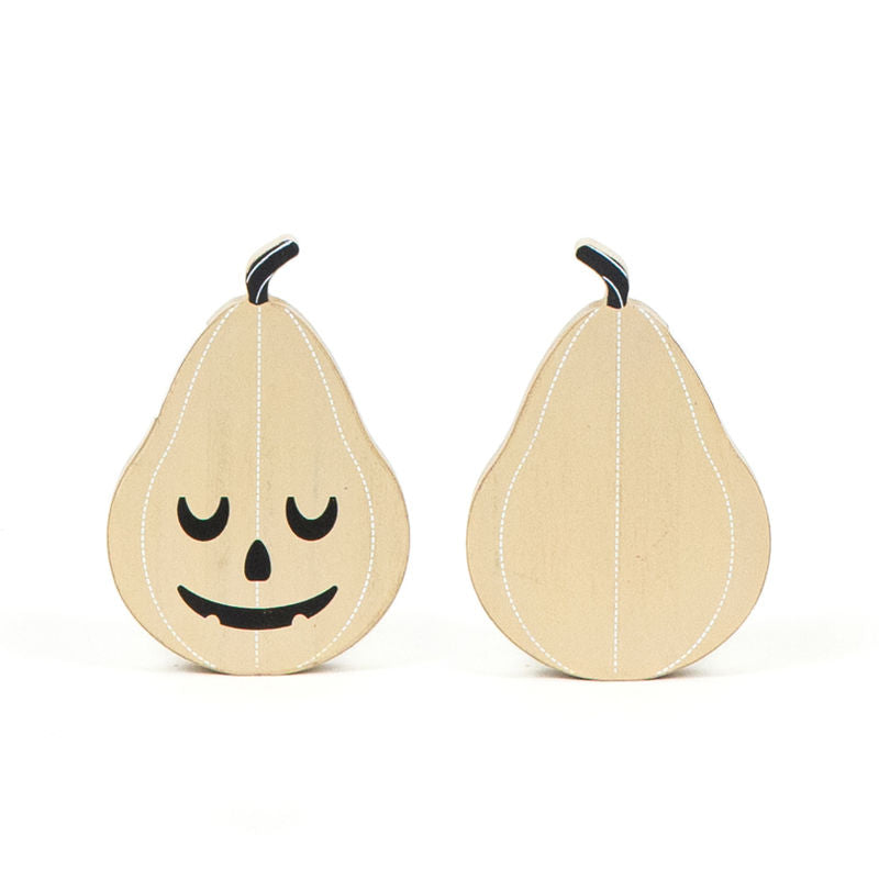 4" X 5.5" X 1" Reversible Wood Cutout (Pumpkin) Brown/Black