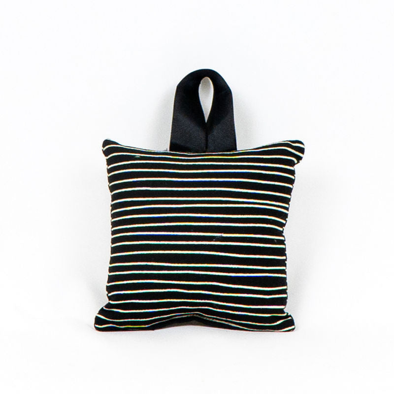 5.25" X 5.25" X 2" Hanging Pillow with Ribbon (CHLOROFORM) Black/White