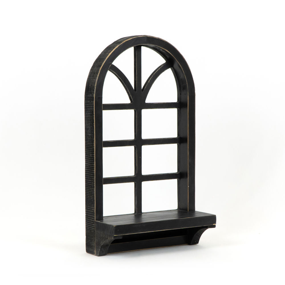 17" Window Wood Frame with Shelf - Black