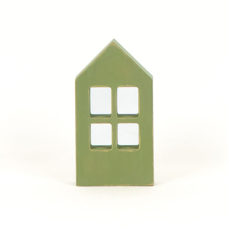 3" X 5.5", 4.5" X 5", 4.25" X 5.5" X 1" Wood Cutout Shapes Set of 3 (Houses) Green/Brown/Black