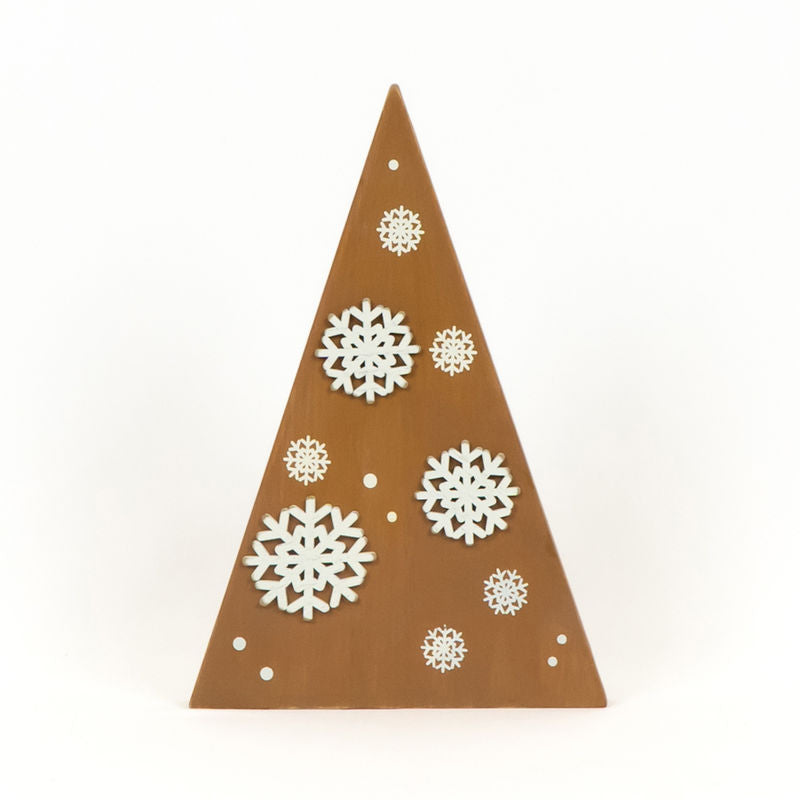 8" X 11.75" X 1" Reversible Chunky Wood Tree (Snowflake) White/Brown