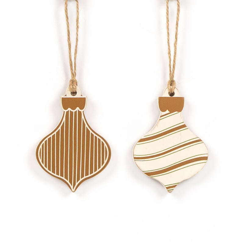 2.25" X 3.25" X .25" Reversible Wood Ornament (Stripe) Multicolor