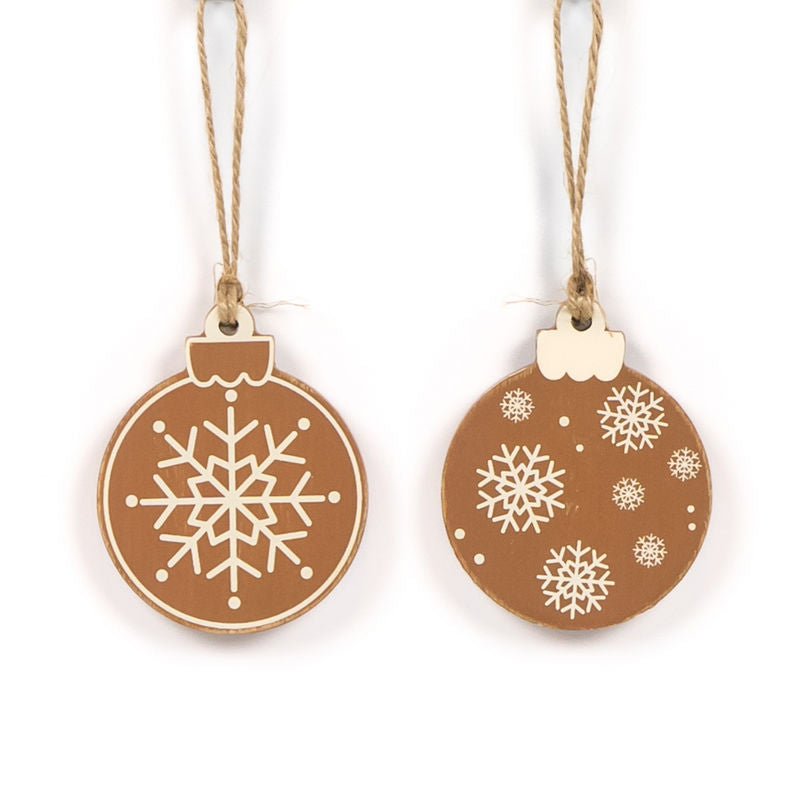 2.5" X 3.15" X .25"  Reversible Wood Ornament (Snowflake) White/Brown