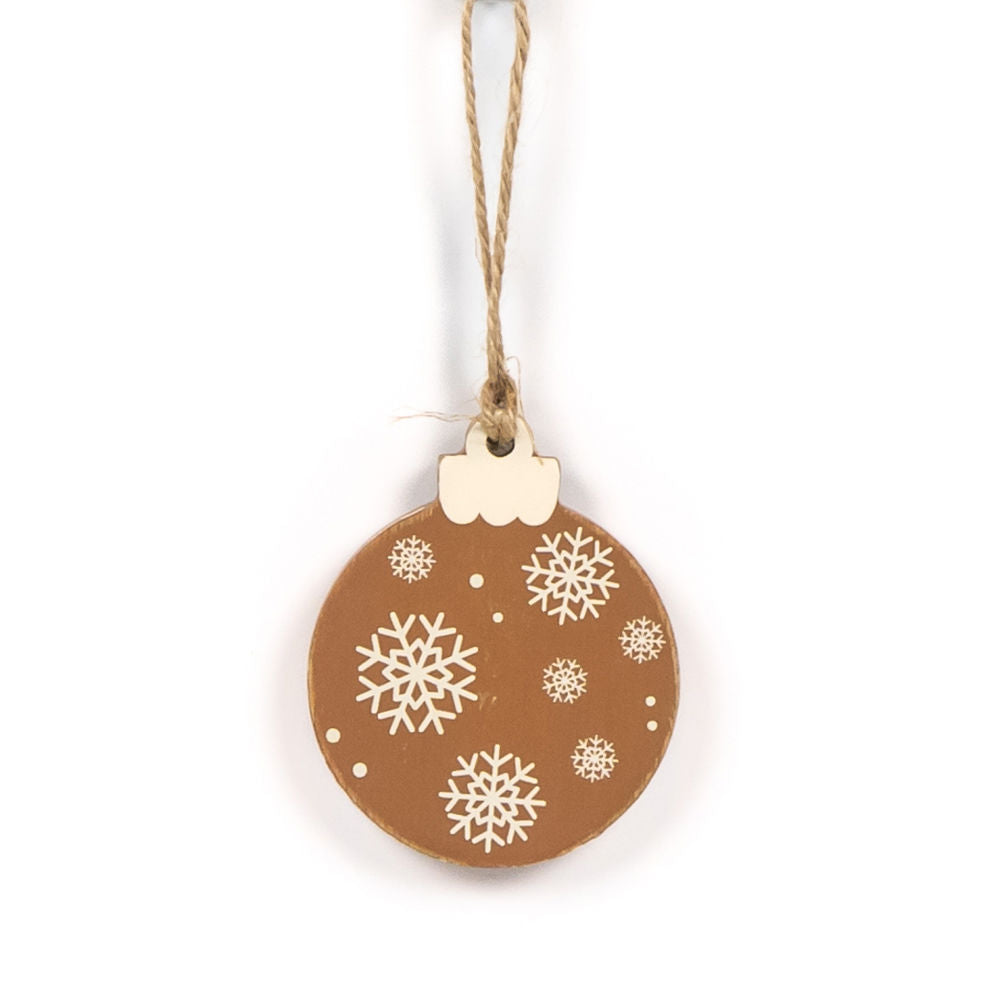 3" Reversible Wood Ornament - Snowflake | White and Brown