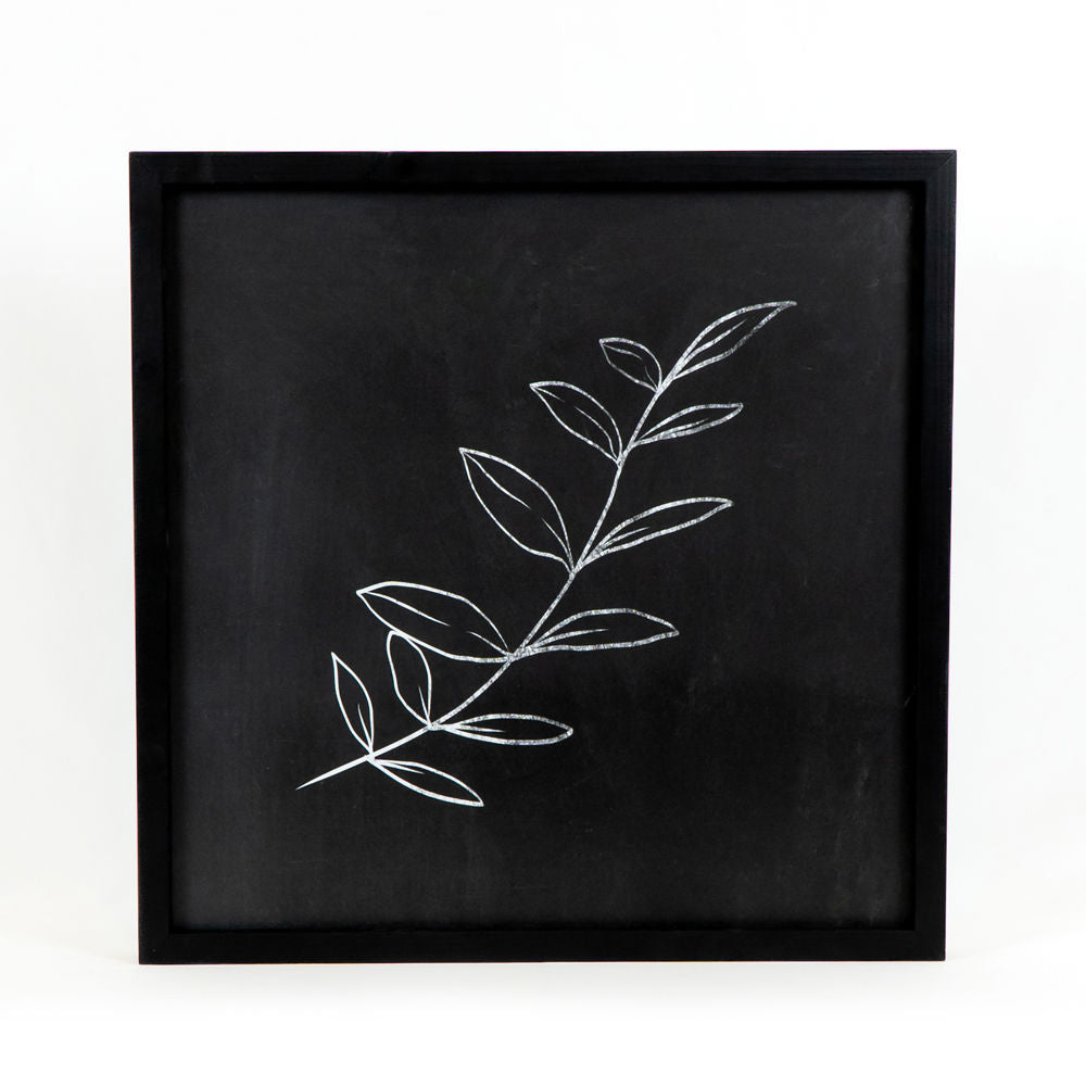20" Reversible Wood Frame Sign - Snowflake/Stem | White, Black and Green