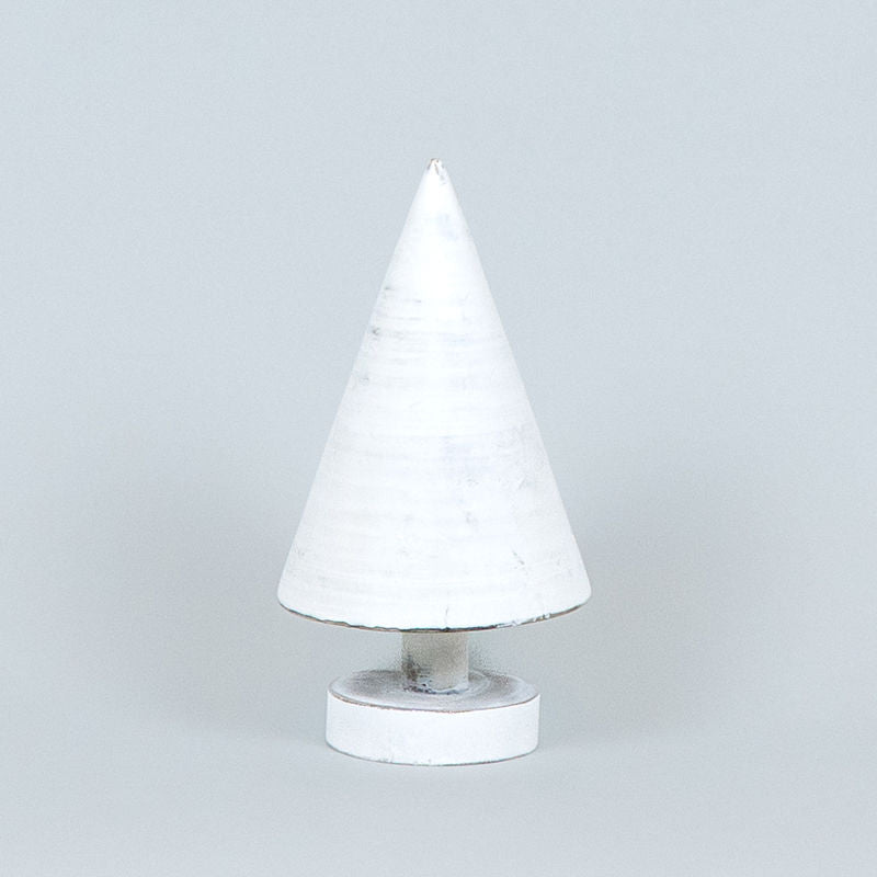 4.5" X 8.75" X 4.5" Wood Cutout On Stand (Christmas Tree) White