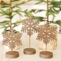 Wood Snowflake Cutout on Stand Set - Natural (Set of 3)